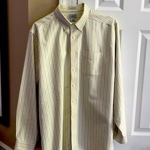 L.L. Bean Men's Beige Striped Button Down Shirt